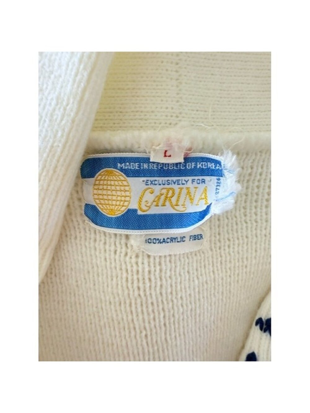 EXCLUSIVELY FOR CARINA Vintage Made In Republic Of Korea Nautical Cardigan L - Picture 6 of 6